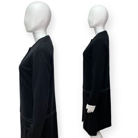 Vintage 60s Toni Todd Drop Waist Button Front Black Dress Jacket Size S - Picture 7 of 10